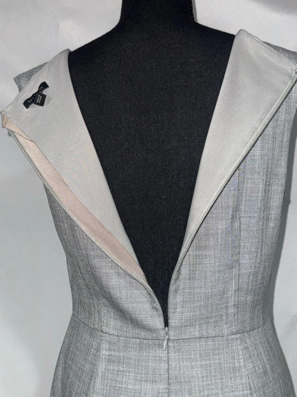 Ann Taylor Gray Plaid Midi Sheath Dress - Picture 6 of 8